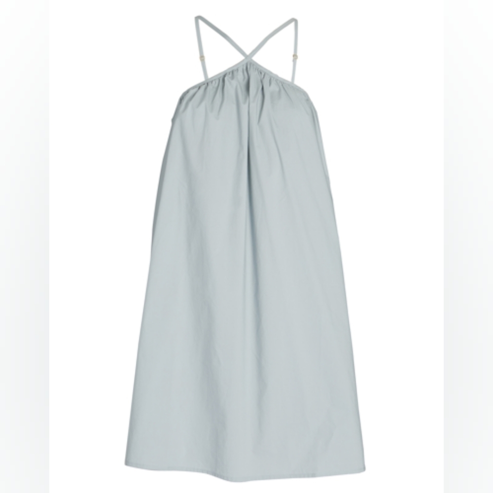 Light Blue Halter Maxi Dress with Cross Back Straps